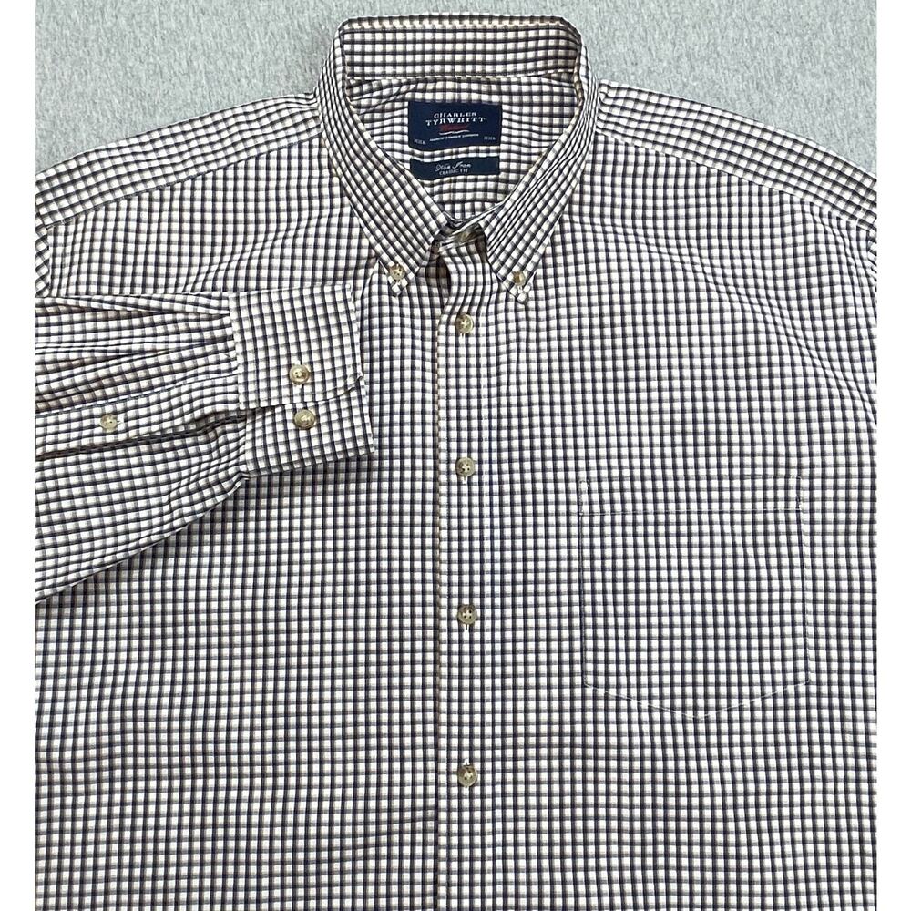 Charles Tyrwhitt Shirt Mens 2XL Check 100% Cotton Classic Fit Button Down